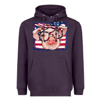 Plum american flag pig Heavyweight Hoodie - RanaPortraitStore