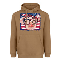 Toasted Coconut american flag pig Heavyweight Hoodie - RanaPortraitStore