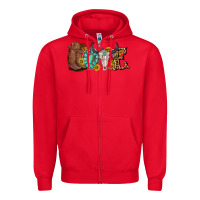 Red western love bull skull with gemstone and sunflowe Zipper Hoodie - texasbilliewilder