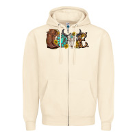 Sandshell western love bull skull with gemstone and sunflowe Zipper Hoodie - texasbilliewilder