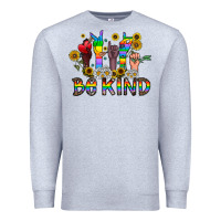 Heather Grey be kind Premium Sweatshirt - CowhideDigitalArt