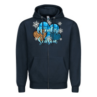 Navy snow hearts winter season Zipper Hoodie - Zillion Design Studio