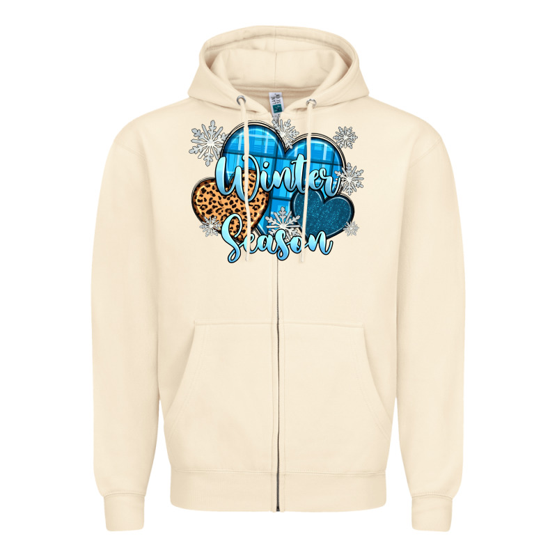 Snow Hearts Winter Season Zipper Hoodie by Zillion Design Studio | Teevron