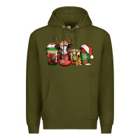 Army Green christmas baby calf coffee cups Premium Hoodie - Jasminsmagicworld