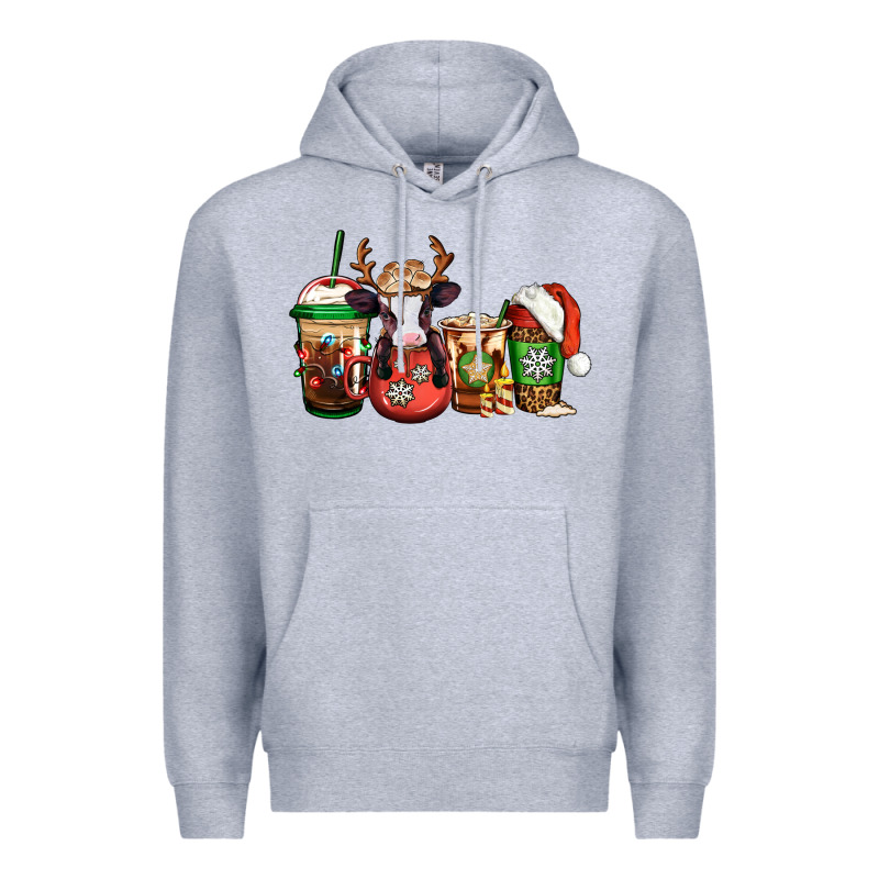 Christmas Baby Calf Coffee Cups Premium Hoodie by Jasminsmagicworld | Teevron