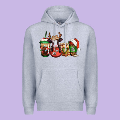 Christmas Baby Calf Coffee Cups Premium Hoodie Designed By Jasminsmagicworld