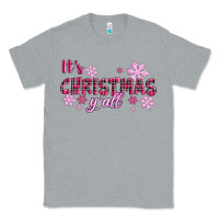 Heather Grey It's Christmas Y'all Season Pink Christmas Classic Tee - RanaPortraitStore