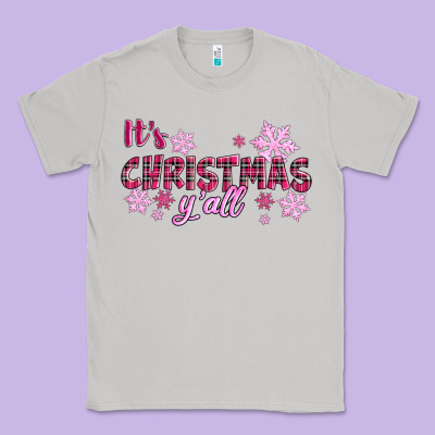 It's Christmas Y'all Season Pink Christmas Classic Tee Designed By Ranaportraitstore