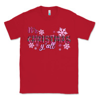 Red It's Christmas Y'all Season Pink Christmas Classic Tee - RanaPortraitStore