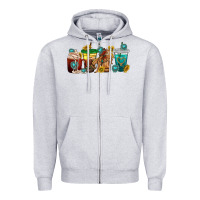 Heather Grey western rodeo coffee cup Zipper Hoodie - texasbilliewilder
