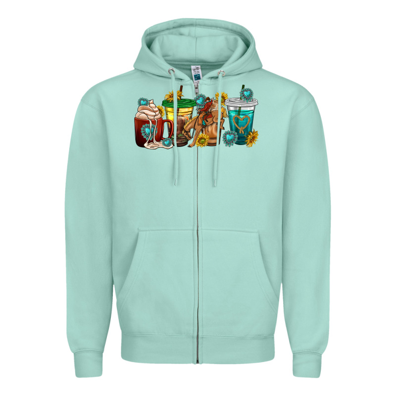 Western Rodeo Coffee Cup Zipper Hoodie by texasbilliewilder | Teevron