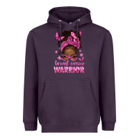 Plum afro messy bun breast cancer warrior Heavyweight Hoodie - texasbilliewilder
