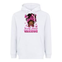 White afro messy bun breast cancer warrior Heavyweight Hoodie - texasbilliewilder