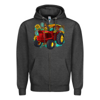 Charcoal Heather western tractor Zipper Hoodie - texasbilliewilder