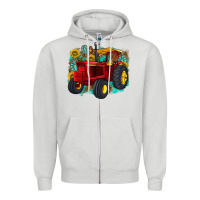 Dove Grey western tractor Zipper Hoodie - texasbilliewilder