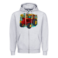 Heather Grey western tractor Zipper Hoodie - texasbilliewilder