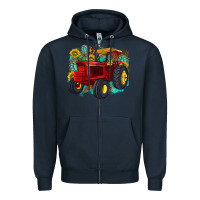 Navy western tractor Zipper Hoodie - texasbilliewilder