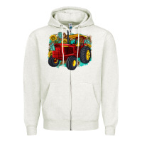 Oatmeal Heather western tractor Zipper Hoodie - texasbilliewilder