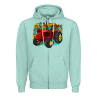 Seafoam western tractor Zipper Hoodie - texasbilliewilder