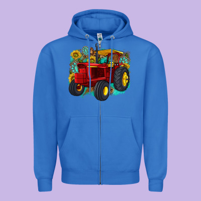 Western Tractor Zipper Hoodie Designed By Texasbilliewilder