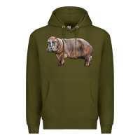 Army Green hippopotamus Premium Hoodie - LillyAllenDesigns