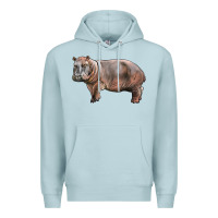 Blue Mist hippopotamus Premium Hoodie - LillyAllenDesigns
