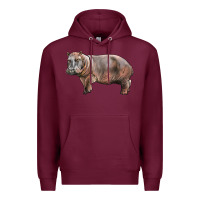 Burgundy hippopotamus Premium Hoodie - LillyAllenDesigns