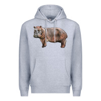 Heather Grey hippopotamus Premium Hoodie - LillyAllenDesigns