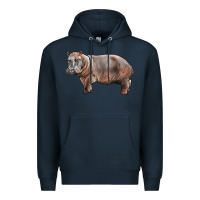 Navy hippopotamus Premium Hoodie - LillyAllenDesigns