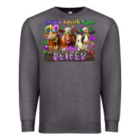 Charcoal Heather happy mardi gras heifer Premium Sweatshirt - RacoonDesign