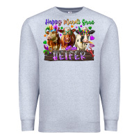 Heather Grey happy mardi gras heifer Premium Sweatshirt - RacoonDesign
