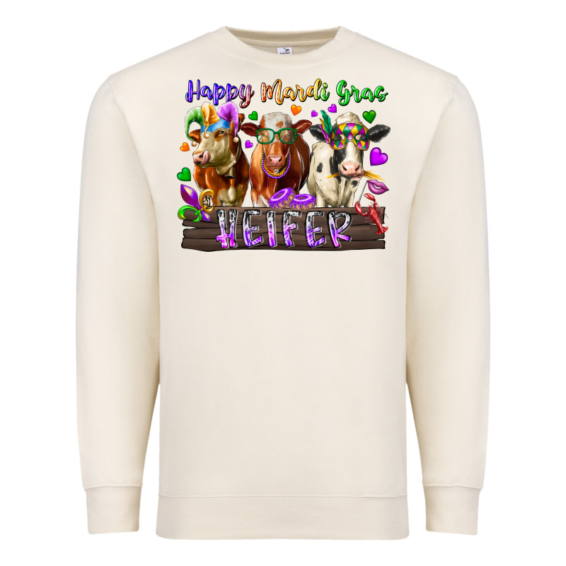 Happy Mardi Gras Heifer Premium Sweatshirt by RacoonDesign | Teevron