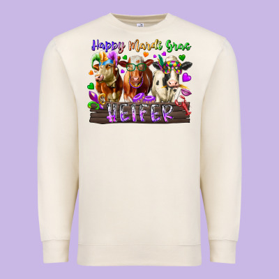 Happy Mardi Gras Heifer Premium Sweatshirt Designed By Racoondesign