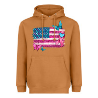 Meerkat American flag breast cancer with ribbon Heavyweight Hoodie - texasbilliewilder