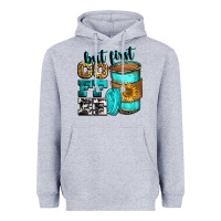 Heather Grey but first coffee Heavyweight Hoodie - Zillion Design Studio