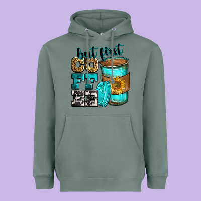 But First Coffee Heavyweight Hoodie Designed By Zillion Design Studio