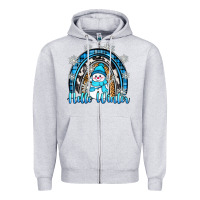 Heather Grey hello winter rainbow Zipper Hoodie - Zillion Design Studio