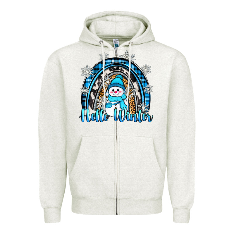 Hello Winter Rainbow Zipper Hoodie by Zillion Design Studio | Teevron