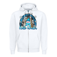 White hello winter rainbow Zipper Hoodie - Zillion Design Studio