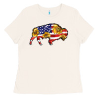 Bone bison amerıcan flag Ladies Tee - BarkalooDesign