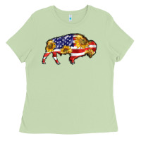 Matcha bison amerıcan flag Ladies Tee - BarkalooDesign