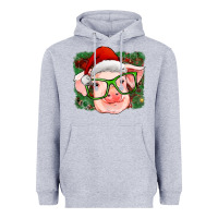 Heather Grey christmas pig Heavyweight Hoodie - RanaPortraitStore