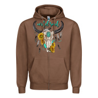 Chestnut wild soul boho bull skull Zipper Hoodie - texasbilliewilder
