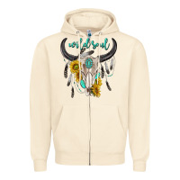 Sandshell wild soul boho bull skull Zipper Hoodie - texasbilliewilder