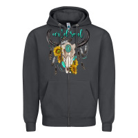 Smoke wild soul boho bull skull Zipper Hoodie - texasbilliewilder