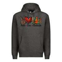 Charcoal Heather Peace love western christmas trees Premium Hoodie - Jasminsmagicworld