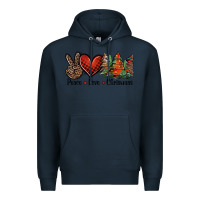 Navy Peace love western christmas trees Premium Hoodie - Jasminsmagicworld