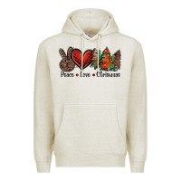 Oatmeal Heather Peace love western christmas trees Premium Hoodie - Jasminsmagicworld