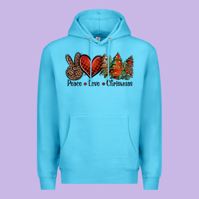 Peace Love Western Christmas Trees Premium Hoodie Designed By Jasminsmagicworld