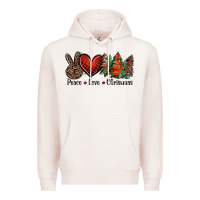 Pale Pink Peace love western christmas trees Premium Hoodie - Jasminsmagicworld